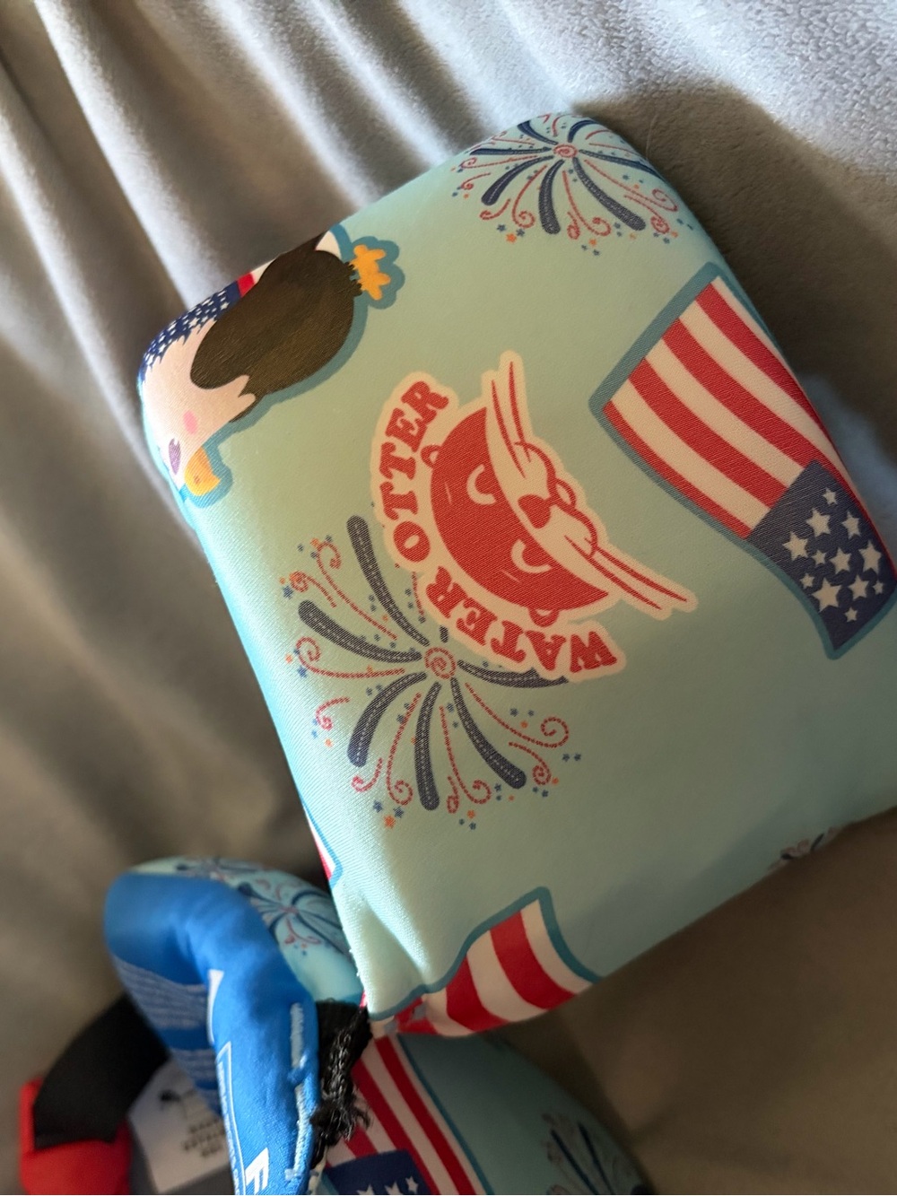 Kids Swim Trunks Float Bands in Light Blue with Water Otter Graphic